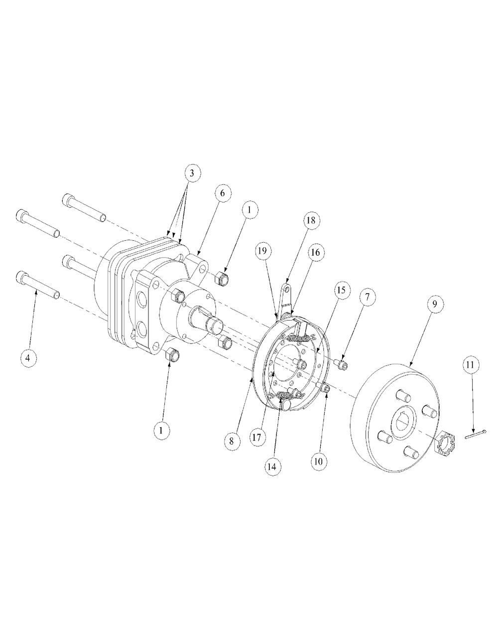Brake Motor Mount And Hub Diagram and Parts List for M72-GN (53AB5FEZ750-28-HP)(2004) Cub Cadet Lawn Tractor